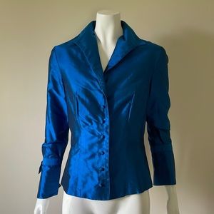 Marisa Baratelli blue thai silk blouse size 8